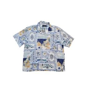 Abercrombie & Fitch Mens Slouchy Shirt Size XL Floral Country Coastal Linen Look